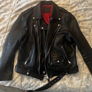 All Saints Leather Dren Biker Moto Motorcycle Jacket size XL